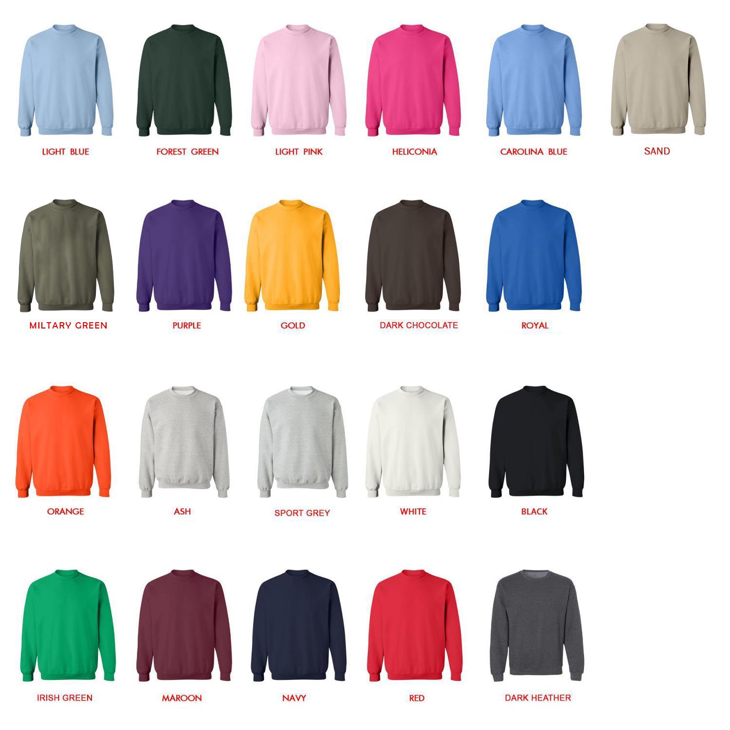 sweatshirt color chart - Cavalier King Charles Spaniel Gifts UK