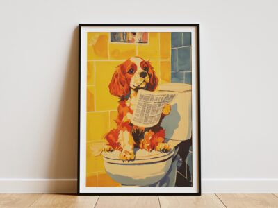 Cavalier King Charles Spaniel Puppy Toilet Wall Art