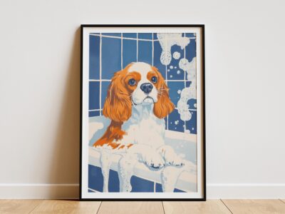 Cavalier King Charles Spaniel Foamy Bath Wall Art