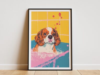 Cavalier King Charles Spaniel Bath Whimsical Wall Art