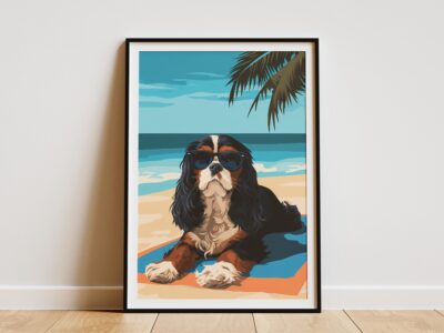 Cavalier King Charles Spaniel Beach Ocean Wall Art