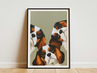 Cavalier King Charles Spaniel Three Spaniels Wall Art